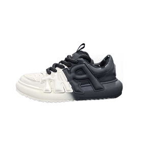 Chaussures pour hommes de luxe de créateur à <span class=keywords><strong>plateforme</strong></span> triangulaire inversée, chaussures de papa tendance de marque bicolores noir et blanc - Product Image 5