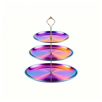 Luxe Scandinavische stijl roestvrijstalen drielaagse ronde fruitplateau taartplateau dessert schaal snoep schaal display rek China Zhongzhi