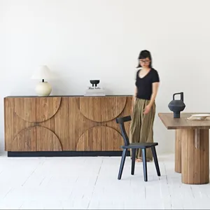Lemari minimalis Nordic lemari samping furnitur ruang tamu kabinet kayu kenari padat