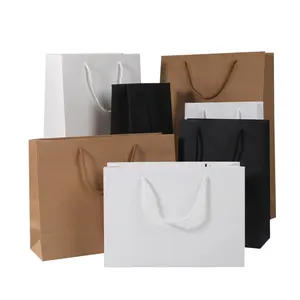 カラフルなクラフト紙バッグショッピングトートバッグ、ロゴプリント付き中小企業向けのカスタマイズされた包装用品クラフト紙CN;FUJ