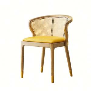 Chaise en rotin en bois massif sans bras confortable haut de gamme nouveau Design rembourré Restaurant maison hôtel chaise tissée - Product Image 2