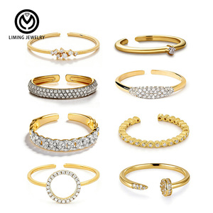 AR046 Ensemble de bagues de promesse ajustables en argent sterling 925 plaqué, avec zircon, style vintage, pour femme - Product Image 1