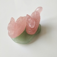 Ornements sculptés en pierres précieuses Feng Shui DIY, figurine de canard mandarin chinois en cristal de quartz rose, décoration