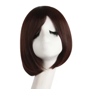 Cheap Wholesale Dark Brown Football Fan Wig Excellent Quality Cap Wig Hair For American Synthetic Wig Store