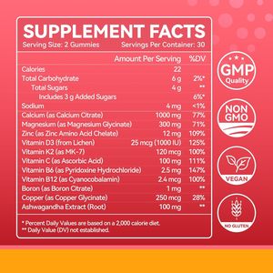 Gummies Calcium Magnésium Zinc avec Vitamines D3, K2, B12 et <span class=keywords><strong>B6</strong></span> pour Femmes et Hommes, Citrate de Calcium pour l'Apaisement de l'Humeur et le Soutien du Sommeil - Product Image 6