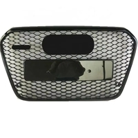 Grille de pare-chocs avant noire en nid d'abeille pour A6 C7 S6 RS6 2013 2014 2015, pièces de tuning, ABS facile à installer, 1 ensemble, finition brillante
