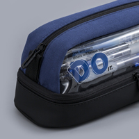 Trousse à crayons en toile grande capacité avec fenêtre transparente et fermeture éclair, pochette à stylos durable, sac de papeterie pour étudiants, bureau et usage quotidien