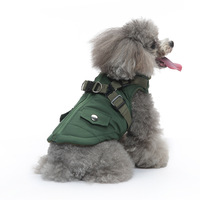 Manteau imperméable réfléchissant rembourré en coton pour chien, vêtements d'hiver pour animaux de compagnie avec fermeture éclair, style classique, motif uni en polyester
