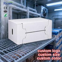 Boîte de transport pliable et empilable en carton ondulé entièrement imprégné de cire, étanche, pour la chaîne du froid (fruits de mer, viande), avec impression UV, gain de place