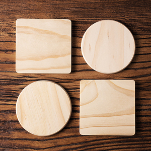 Custom Cedar Wood Coasters Set <strong>Round</strong> and Square, Splinter-Free Heat-Resistant Cup <strong>Mats</strong> for Tea Mugs, Coffee <strong>Table</strong> Protection - Product Image 1