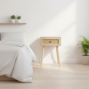 Elegante <span class=keywords><strong>Mesita</strong></span> <span class=keywords><strong>de</strong></span> <span class=keywords><strong>Noche</strong></span> en Color Blanco Madera con Cajón y Gabinete <span class=keywords><strong>de</strong></span> Almacenamiento para Dormitorio - Product Image 6