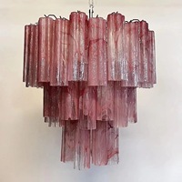 Lustre Suspendu LED Moderne Minimaliste en Verre Rétro et Fer Forgé, Style Villa Médiévale de Luxe, Hauteur Réglable, en Verre de Murano Français