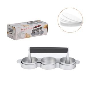 Outil de pressage à <span class=keywords><strong>viande</strong></span> en alliage d'aluminium à 3 cavités Hamburger Patty Sandwich Maker <span class=keywords><strong>Moule</strong></span> antiadhésif <span class=keywords><strong>pour</strong></span> steak de boeuf <span class=keywords><strong>pour</strong></span> barbecue pique-nique camping - Product Image 5