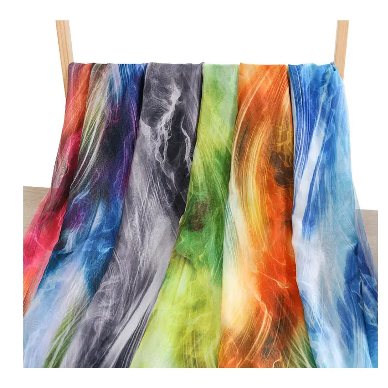 नई रंगीन शिफॉन टाई डाई के लिए 100% पॉलिएस्टर DIY कपड़े दुपट्टा पोशाक कपड़े