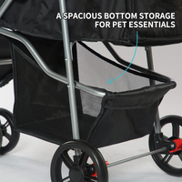 Vente flash Am-azon : poussette pliable à 3 roues en tissu noir portable pour chats et chiens avec porte-gobelet