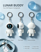 Porte-clés en silicone 3D Astronaute personnalisé OEM ODM, breloque de sac périphérique tendance Cyber Tech avec design IP personnalisé
