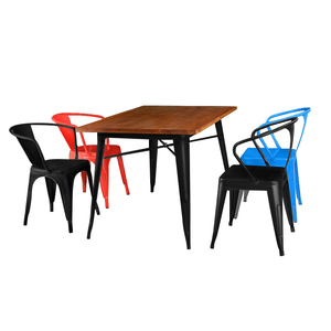 Dessus de <span class=keywords><strong>table</strong></span> en bois de style industriel simple et pieds de <span class=keywords><strong>table</strong></span> en fer Ensemble <span class=keywords><strong>table</strong></span> et chaises de salle à manger pour <span class=keywords><strong>deux</strong></span> et quatre <span class=keywords><strong>personnes</strong></span> - Product Image 2