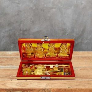 PARIJAT Artisanat Indien Religieux Diwali Festival Pooja Pujan Décor Laxmi Ganesha Idol Set Shree Décoration Décorations De Fête - Product Image 1