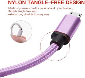 Cable de Datos USB 2.0 con Trenzado de Nailon, Carga Rápida LUNG KAY, Longitud Personalizada, para Computadora y Teléfono Móvil, Color Lila - Product Image 2
