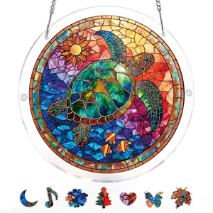 Attrape-soleil en verre acrylique arc-en-ciel en forme de tortue marine pour la maison, le jardin, l'extérieur, décoration de fenêtre faite à la main - Product Image 4