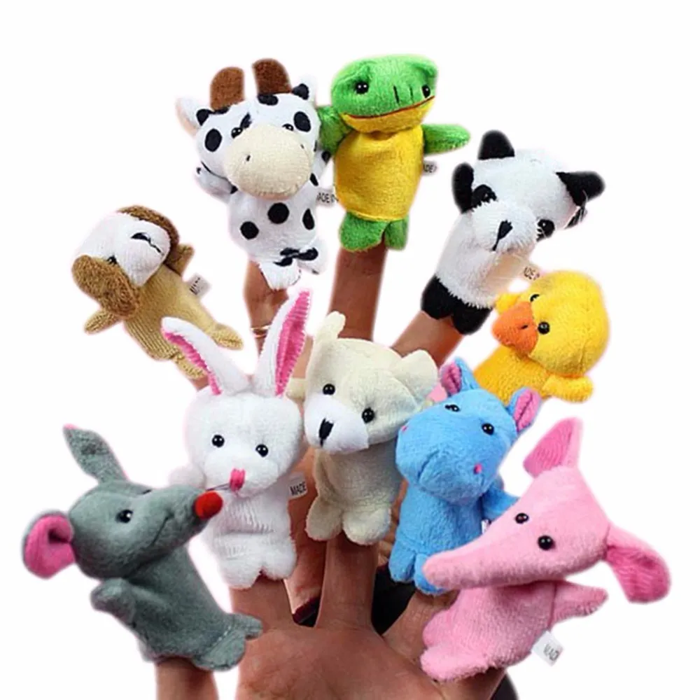 어린이 교육 10 조각 1 세트 작은 동물 봉제 손가락 인형 장난감 인형