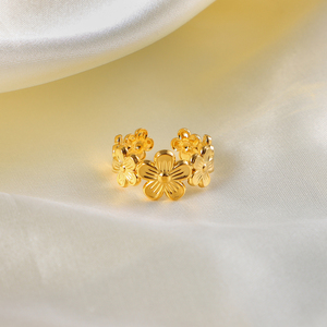 <span class=keywords><strong>Anillo</strong></span> Ajustable de Acero Inoxidable con Flor, Chapado en Oro de <span class=keywords><strong>18k</strong></span>, Resistente al Agua, para Mujer, Regalo de Boda, Joyería Exquisita - Product Image 5