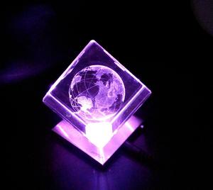 Bloque de Cristal 3D con Globo Grabado, Cubo de Cristal, Pisapapeles de Cristal MH-F0291 - Product Image 6