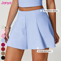 Janya setelan pakaian Golf wanita, rok tenis Yoga Mini 2 dalam 1, Tank Top kebugaran Gym cepat kering, setelan pakaian bola Golf Breathable