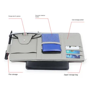 Organisateurs automobiles modernes Pare-soleil en cuir PU avec clip pour le rangement et la décoration de la <span class=keywords><strong>voiture</strong></span> - Product Image 5