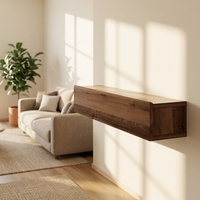 Console flottante en bois massif de 39 pouces avec étagère de rangement, meuble d'entrée/hall en noyer
