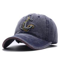 Vente en gros de casquette de baseball sportive vintage nouveau style de casquette en coton lavable avec logo brodé à l'ancre pour les affaires Sports de plein air