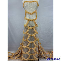 Tissu en dentelle de tulle à sequins 3D, maille brodée écologique en polyester/coton, nouvelle arrivée pour robes