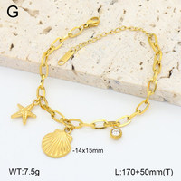 Bracelet à breloques pour femme, thème fruits océaniques, en acier inoxydable plaqué or 18 carats, émail, style trombone, cadeau bijoux pour femme, vente en gros