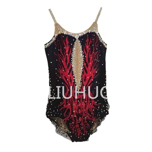 Liuhuo cô gái thể dục nhịp điệu leotards cô gái phụ nữ Màu đen và đỏ Spandex dancewear cạnh tranh unitards - Product Image 1