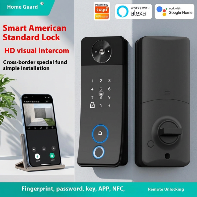 Tuya Smart Door Lock Wifi with Palm Vein Recognition Aluminum Digital Door Lock with Face Recognition Camera