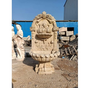 Precio de fábrica al aire libre antiguo Beige mármol Medusa cabeza piscina pared jardín fuente de agua para la venta - Product Image 3