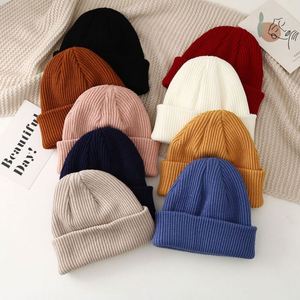2025 <b>Winter</b> Plain Solid Outdoor Sports <b>Hats</b> Folding Cuff Brimless Pink Blue Yellow Grey Acrylic Knitted Beanie <b>Hat</b> for <b>Men</b> Women - Product Image 2