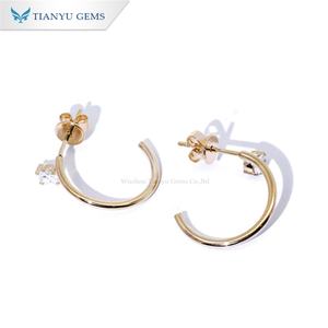Tianyu Gems Oval Lab Diamonds Half Hoops Pendientes 18K 14K 10K Oro amarillo Mujeres Pendientes DE BODA Joyería Diseño simple Personalizado - Product Image 4