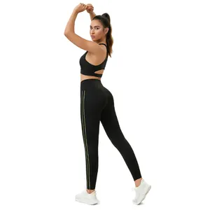 Custom Ribbed Flare Workout Fitness Tight Women High Waist Bootleg Yoga Pants Wide Leg Butt Lifting Flared Yoga Leggings