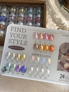 1/24 PCS High-end Mirror <b>Magic</b> Mirror Powder Set With Storage <b>Box</b> Colorful Bright Nail Art Powder Opal Home Powder, Nail Art Na - Product Image 3