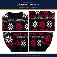 Pulls de Noël moches pour hommes, col rond, jacquard flocon de neige, mélange de viscose, tricoté, pour fêtes, vente en gros, OEM