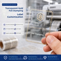 Étiquettes transparentes personnalisées estampées à chaud pour usage cosmétique avec matériau BOPP, estampage à froid en feuille d'or et finition cristalline