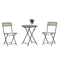 Vente directe usine : Ensemble table et chaises 2 places en plastique et bois, durable, pour jardin, parc, terrasse, café, hôtel