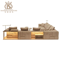 BS Nouveau Design, Ensemble de Canapés de Salon Haut de Gamme Italien, Mobilier de Luxe en Cuir en Forme de L pour Villa