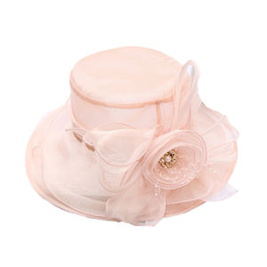 من المصنع مباشرة شعار مخصص قبعة كنيسة عتيقة للسيدات قبعة واقية من الشمس واسعة الحواف لحفلات الزفاف مشاهد الأعمال عارضة - Product Image 3