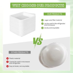 4.5 Inch White <strong>Small</strong> <strong>Paper</strong> Cake <strong>Plate</strong> Reusable Biodegradable Eco-Friendly Square Sugarcane Bagasse <strong>Plate</strong> for Snack Party - Product Image 2