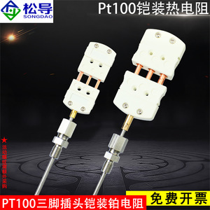 PT100 เครื่องตรวจจับอุณหภูมิแบบต้านทาน WZPK161 แบบหุ้มเกราะ, ชนิดปลั๊กสามขาสีขาว, หัววัดอุณหภูมิแบบต้านทาน - Product Image 2