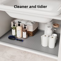 Meilleure vente transfrontalière : Tapis de protection sous-évier en silicone, imperméable, carré, style chinois, 34''x22'', pour meuble de cuisine