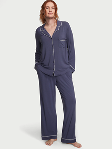 <span class=keywords><strong>Pigiama</strong></span> Ecologico in Bambù a Maniche Lunghe Personalizzato, Set <span class=keywords><strong>Pigiama</strong></span> Semplice con Bordi a Contrasto, <span class=keywords><strong>Pigiama</strong></span> Invernale, Abbigliamento da Casa per <span class=keywords><strong>Donna</strong></span> - Product Image 4