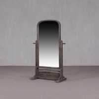 Miroir de table rustique en bois massif mat de style vintage avec crochets porte-serviettes pour présentation de maquillage et cosmétiques